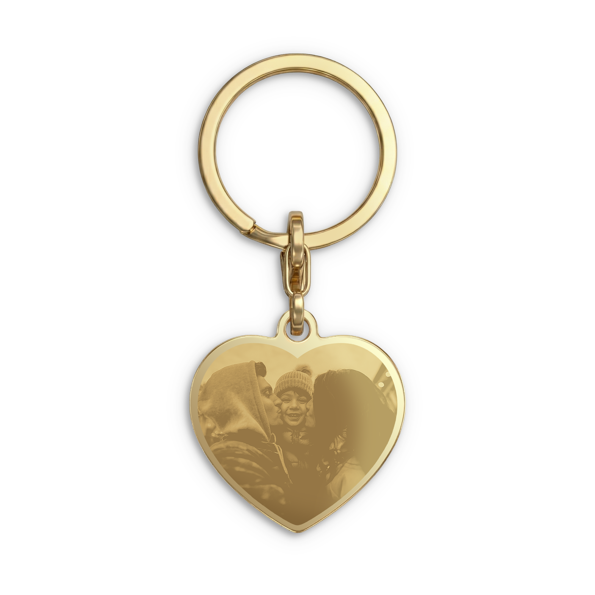 Personalisierter Foto-Schlüsselanhänger - Herz - Gold