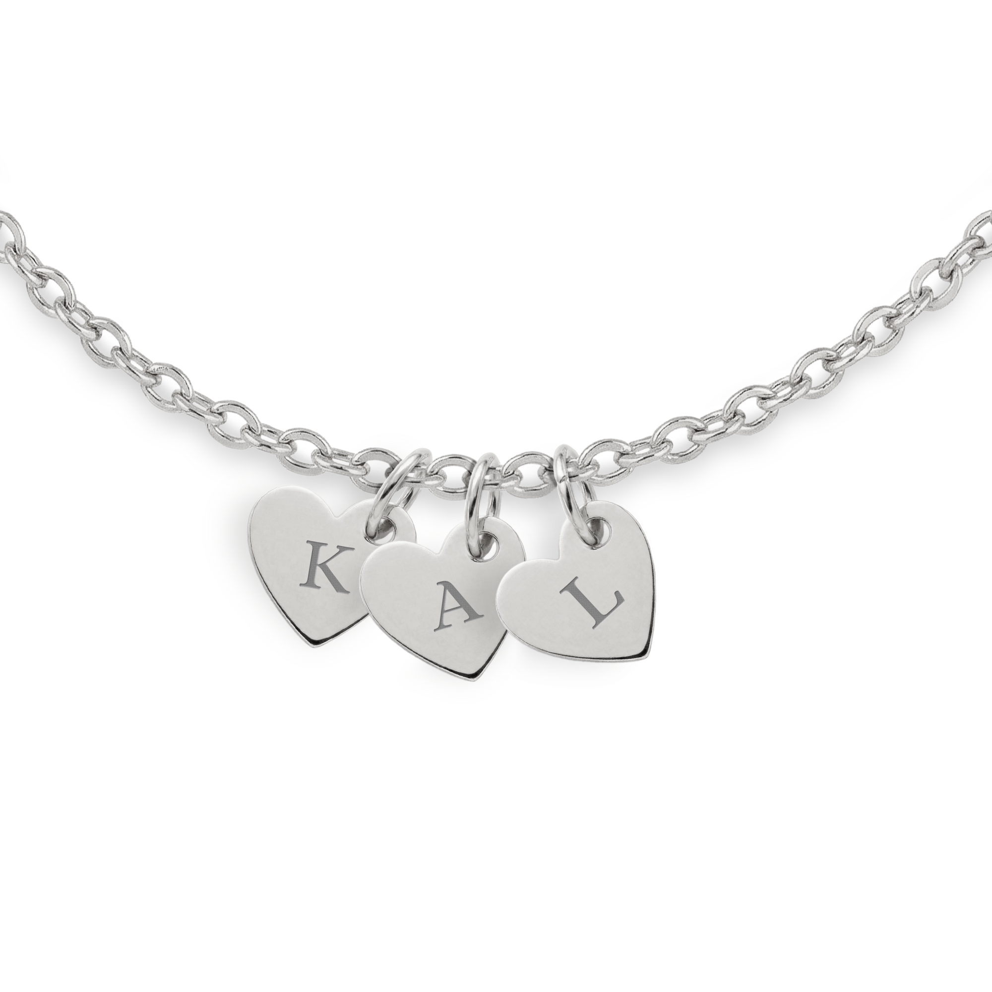 Collier initiale - Cœur - Argent - 3 pièces