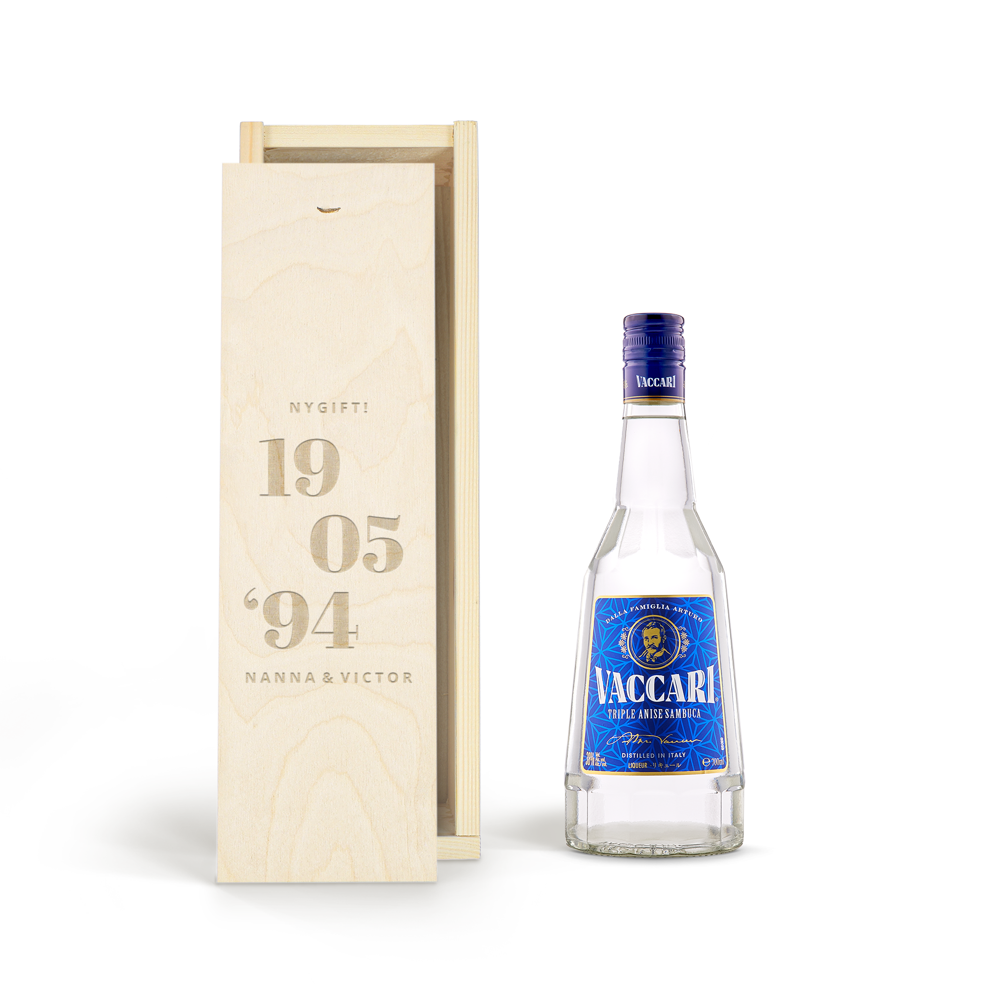 Sambuca Vaccari i personlig trækasse