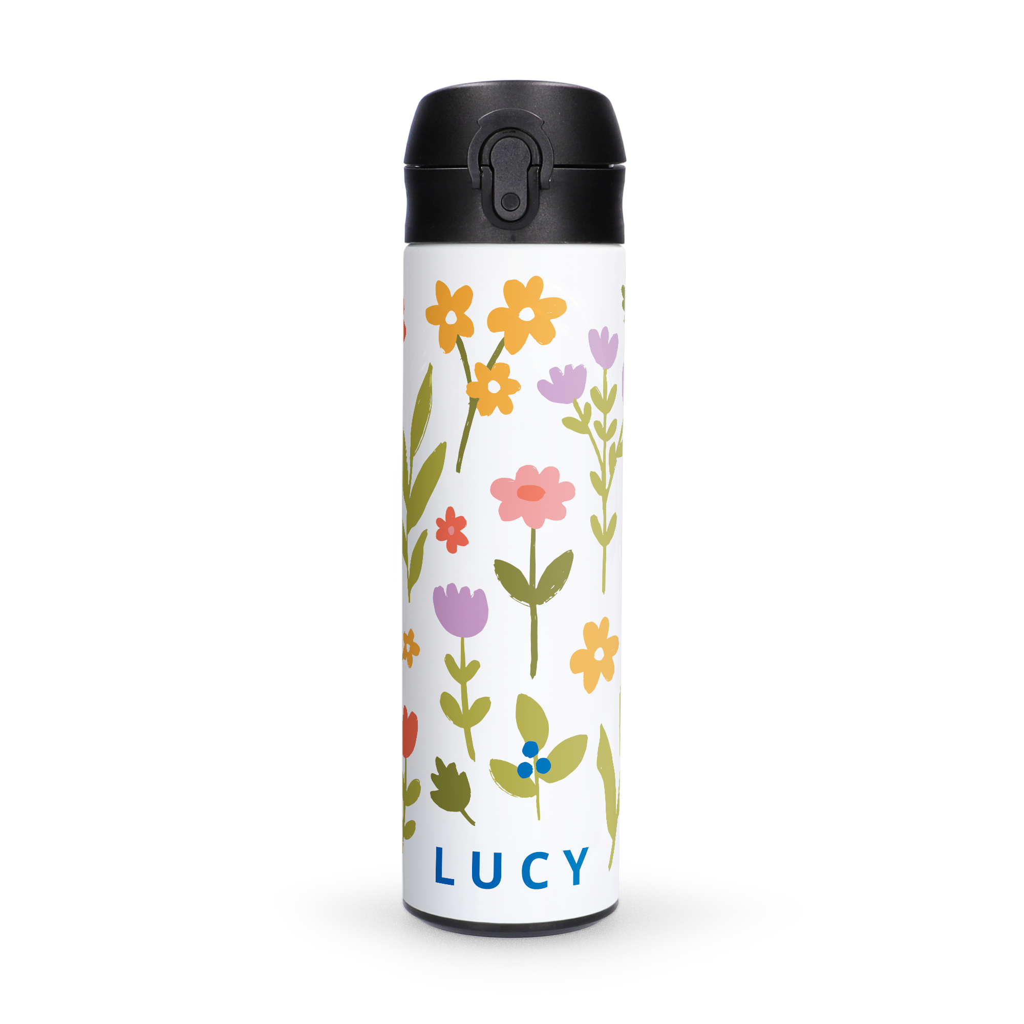 Luxurious personalised 'pop top' water bottle - White