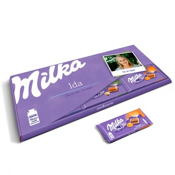 Mega Milka chokolade med navn og billede
