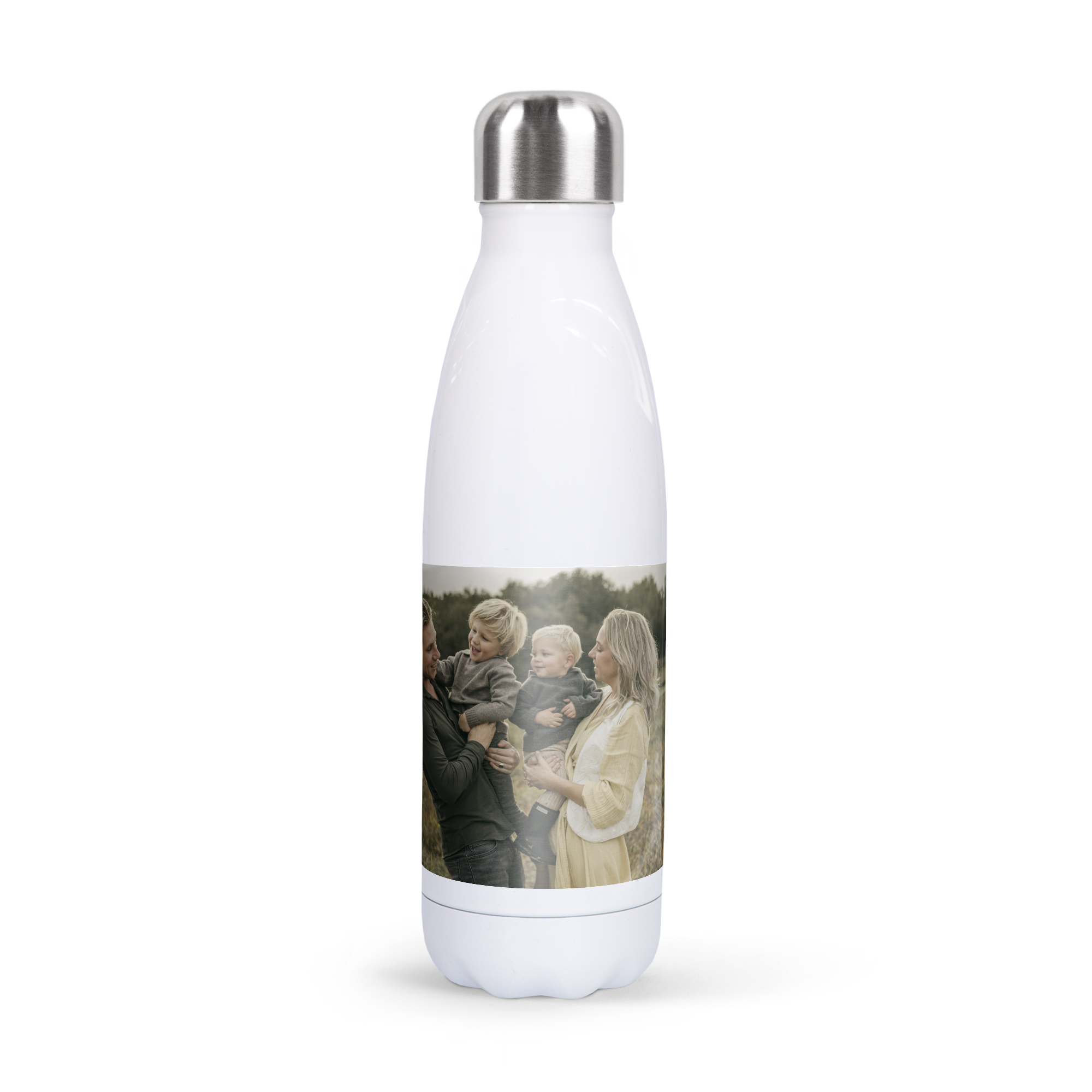 Edelstahl Trinkflasche bedrucken - Weiß