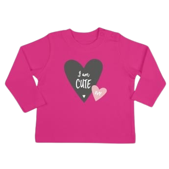 Personalised Baby T-shirt - Long sleeve - Fuchsia - 50/56