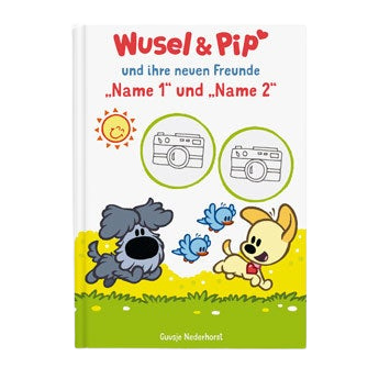 Personalisiertes Kinderbuch Geschwister/Zwillinge - Wusel & Pip und ihre neuen Freunde - XL Hardcover