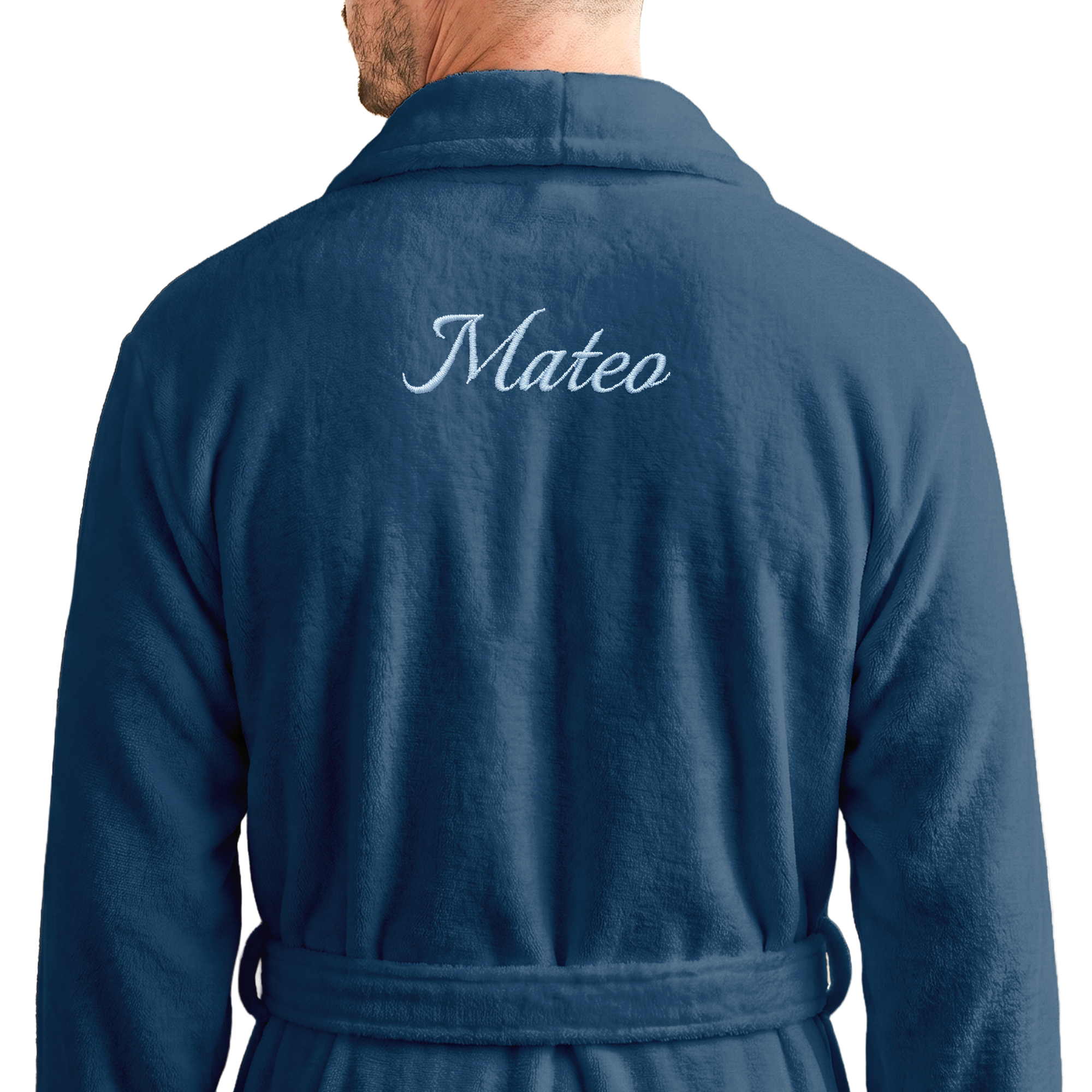 Roupão de polar personalizado para Homem - Bordado - Azul - S/M