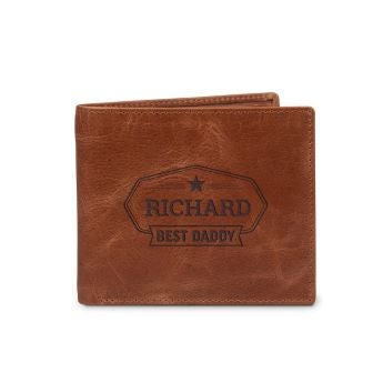 Engraved leather wallet