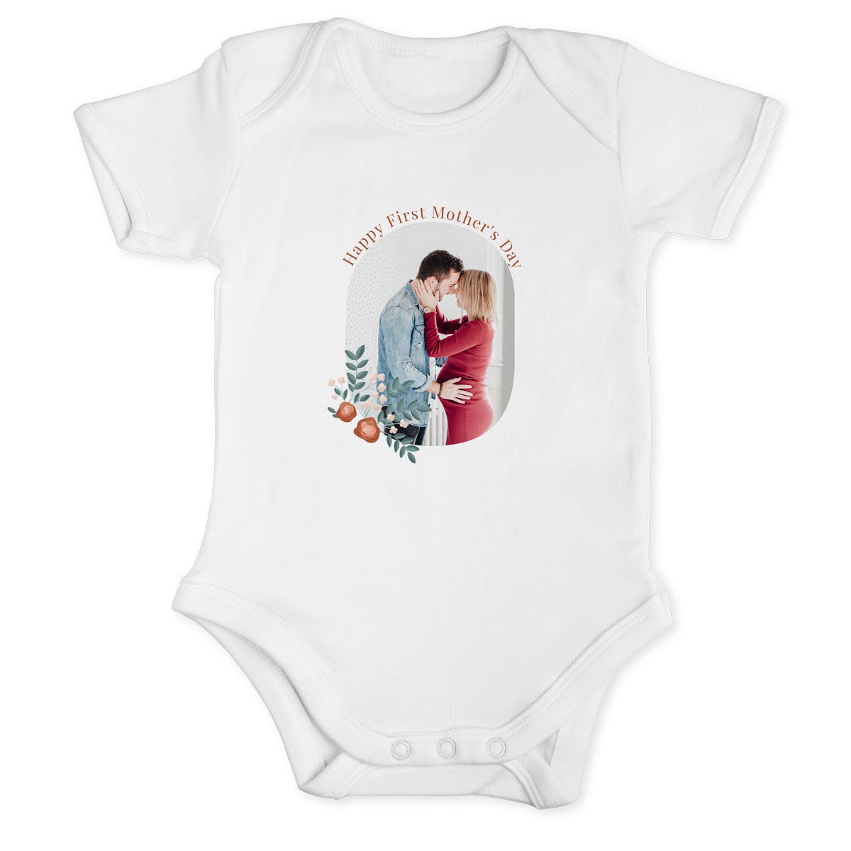 Personalised baby babygrow - My first Mother's Day - White - 50/56