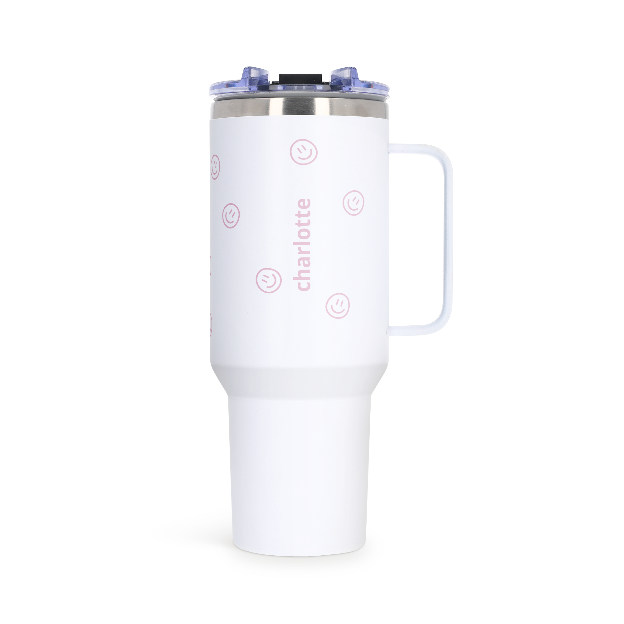 Personalisierter Thermobecher mit Henkel und Strohhalm - 1,2 l