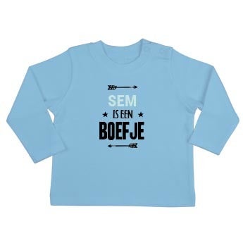 Baby shirt bedrukken - Lange mouw - Babyblauw - 50/56