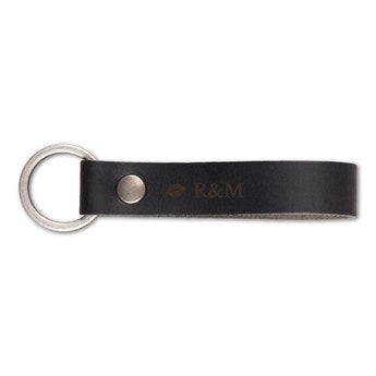 Luxury engraved leather keyring - Black