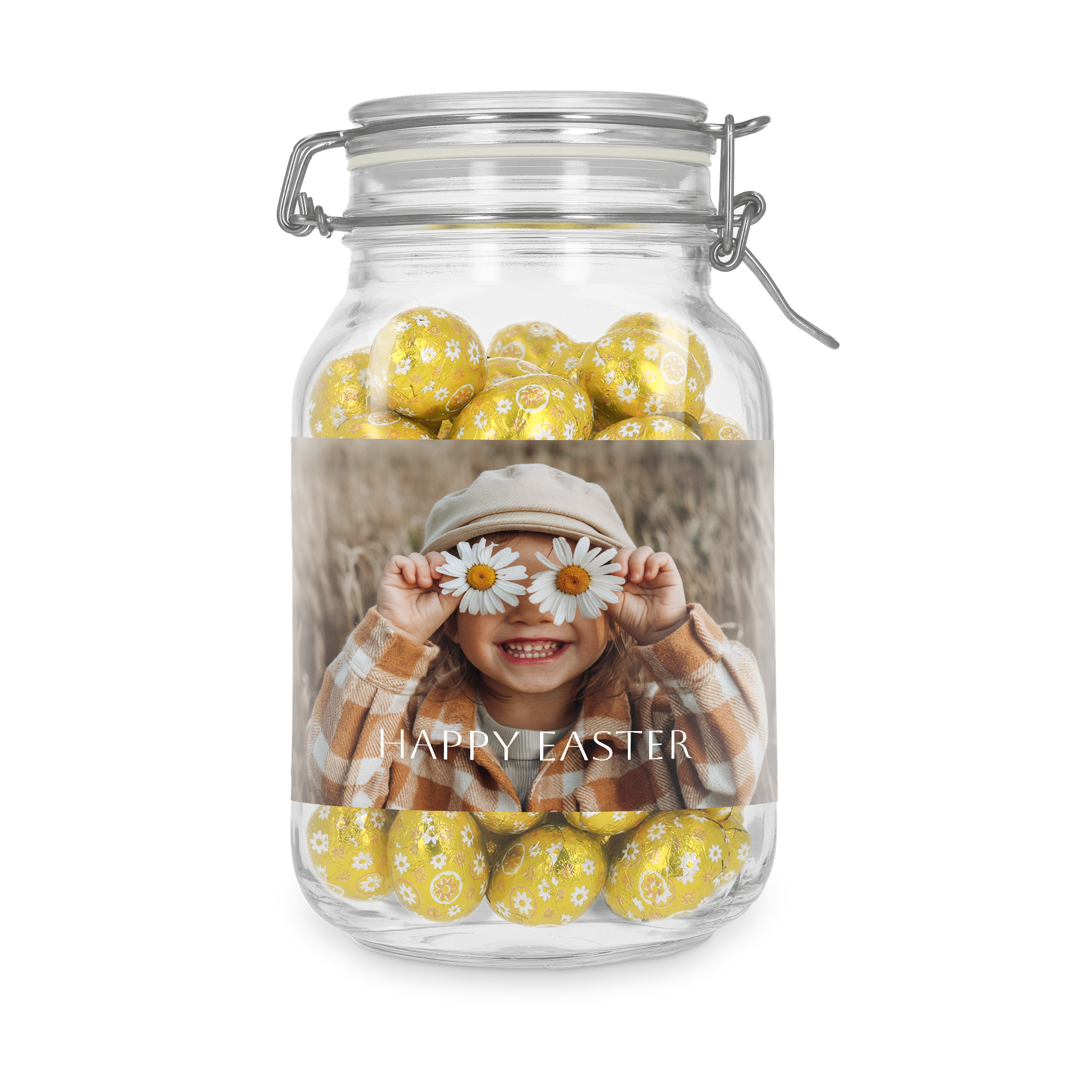 Personalised sweet jar - 2L - Chocolate eggs