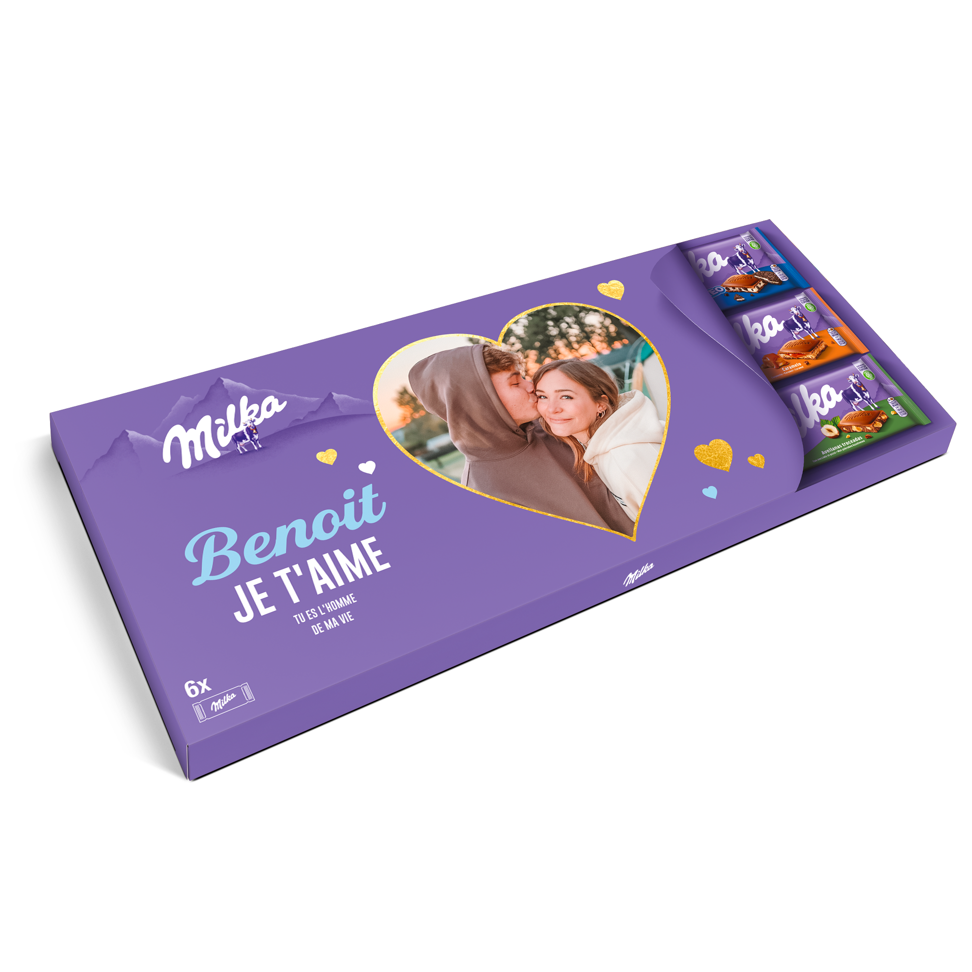 Méga tablette de chocolat Milka personnalisée - 6 tablettes