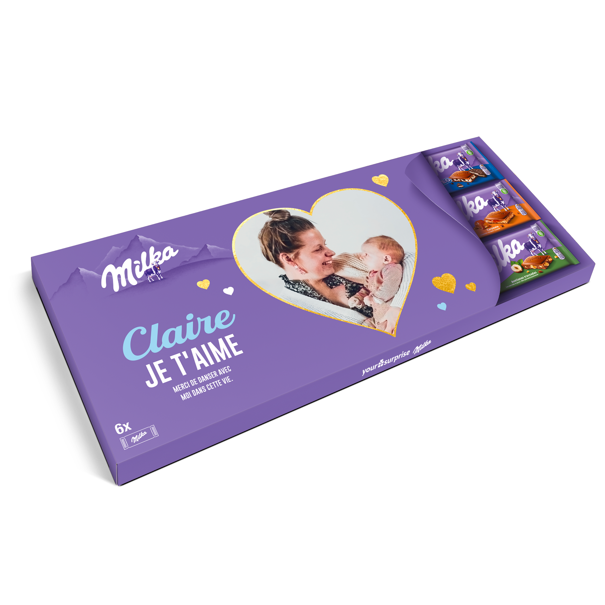 Méga tablette de chocolat Milka personnalisée - 6 tablettes