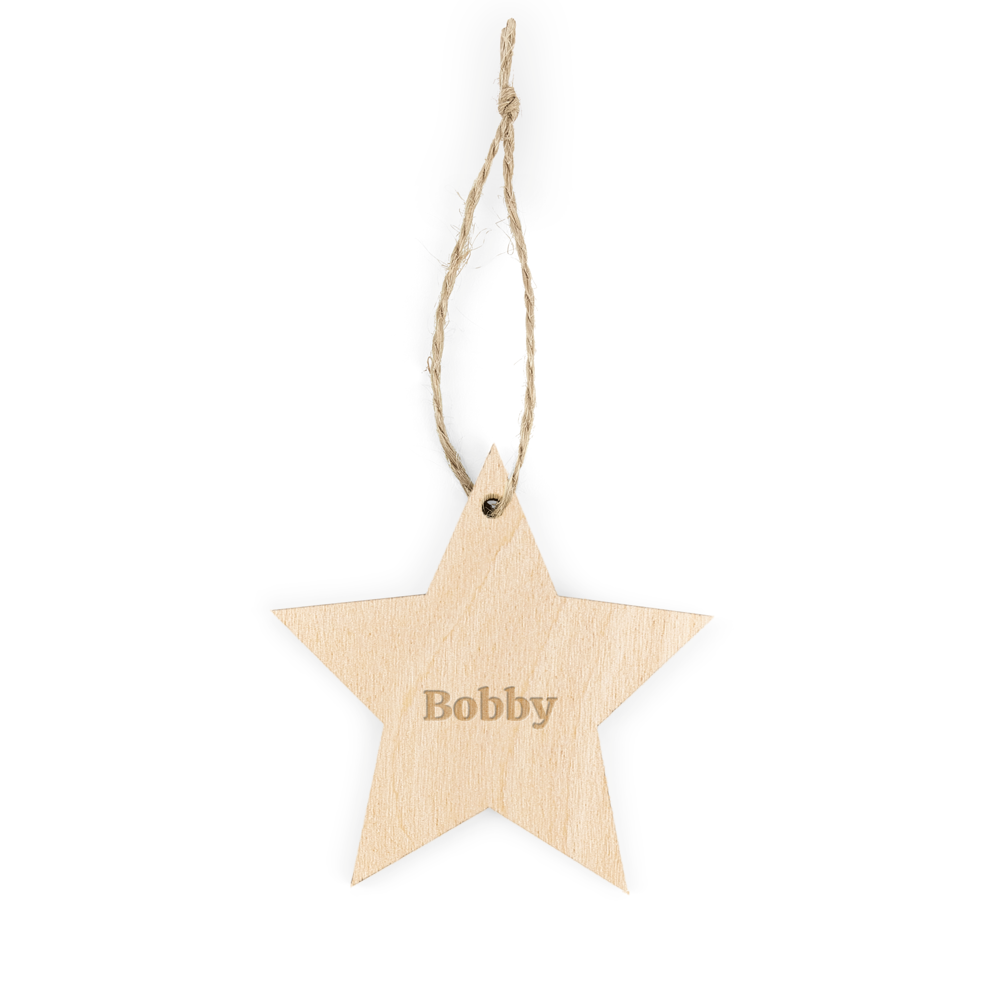 Personalised Christmas decorations - Wood - Engraved - Star - 6 pcs