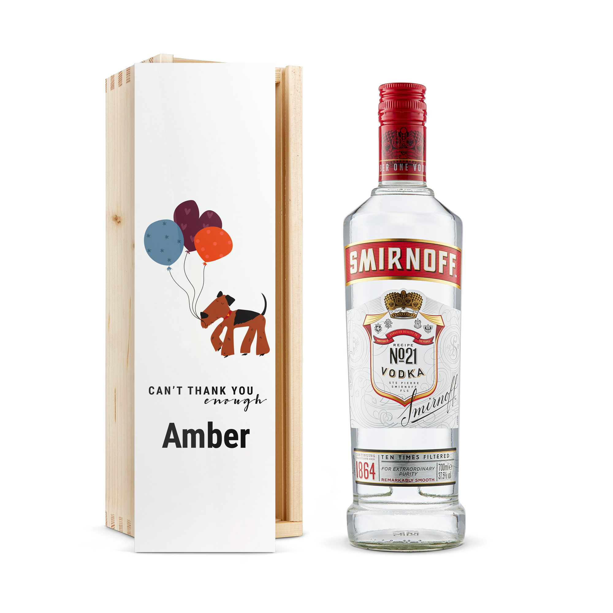 Personalised Vodka Gift - Smirnoff - Wooden Case