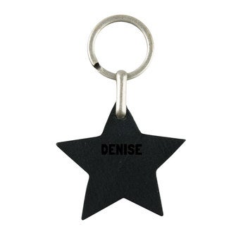 Leren sleutelhanger - Ster - Zwart