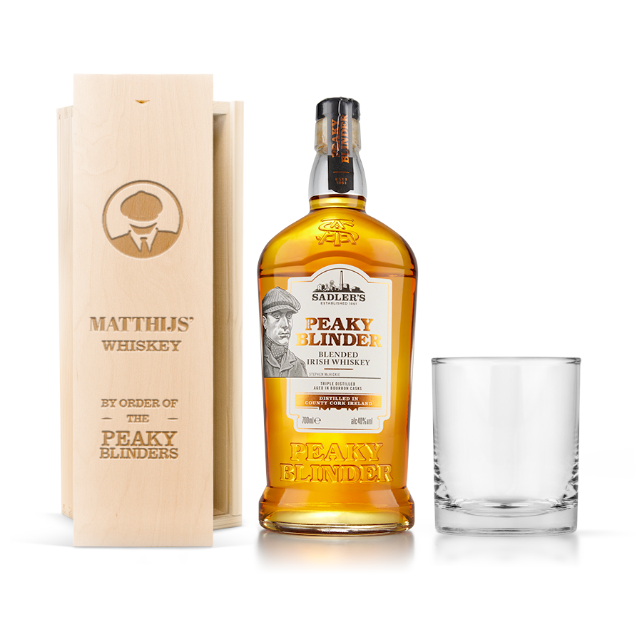 Sada whisky Peaky Blinders (gravírované drevené puzdro)