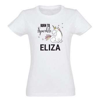 Personalised t-shirt - Unicorn - Women - White - L