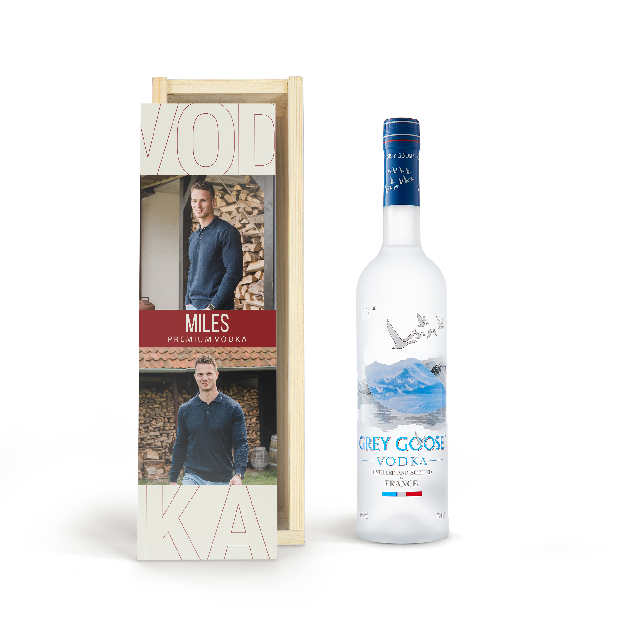 Personalised Vodka Gift - Grey Goose - Wooden Case