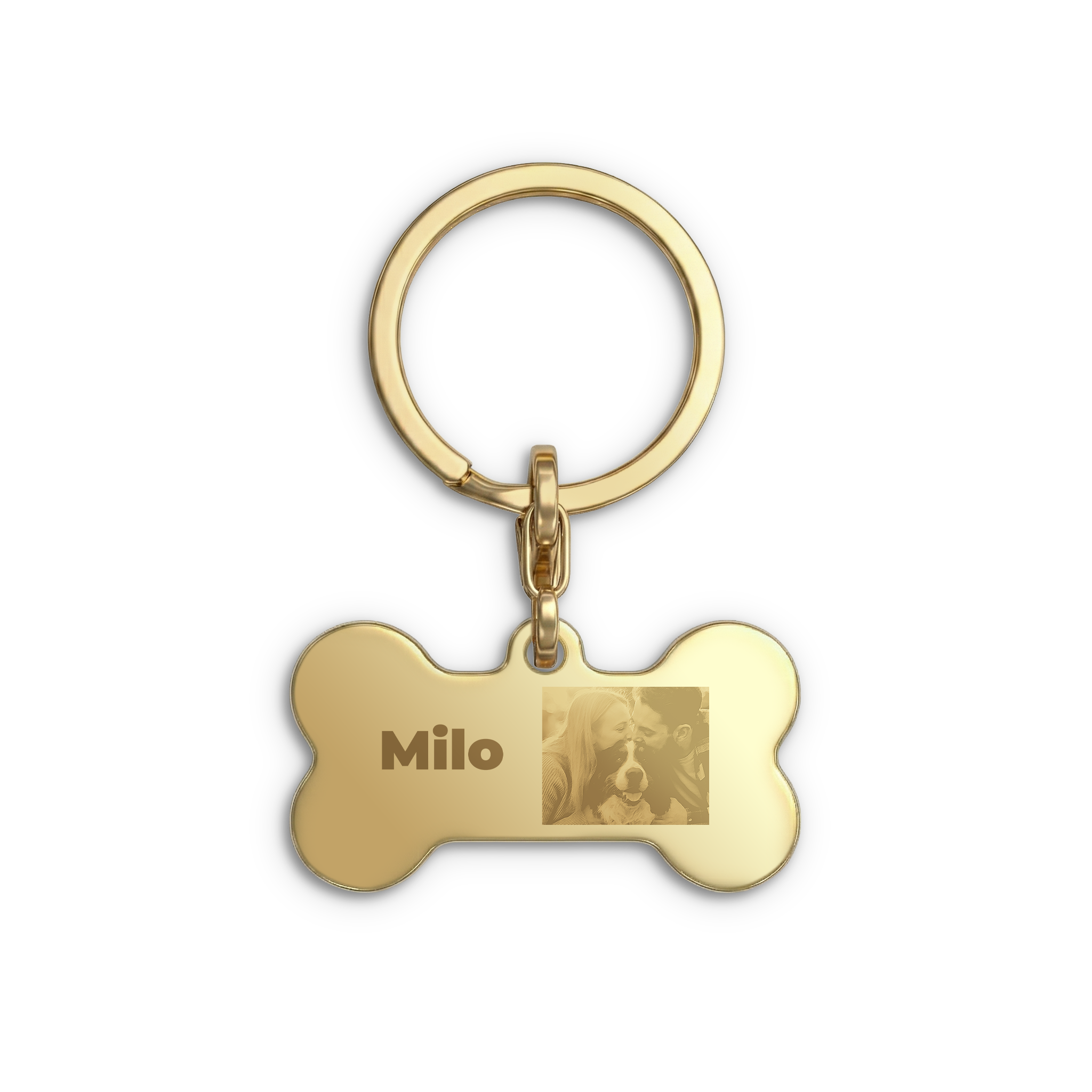 Personalisierter Schlüsselanhänger - Foto - Knochen - Gold