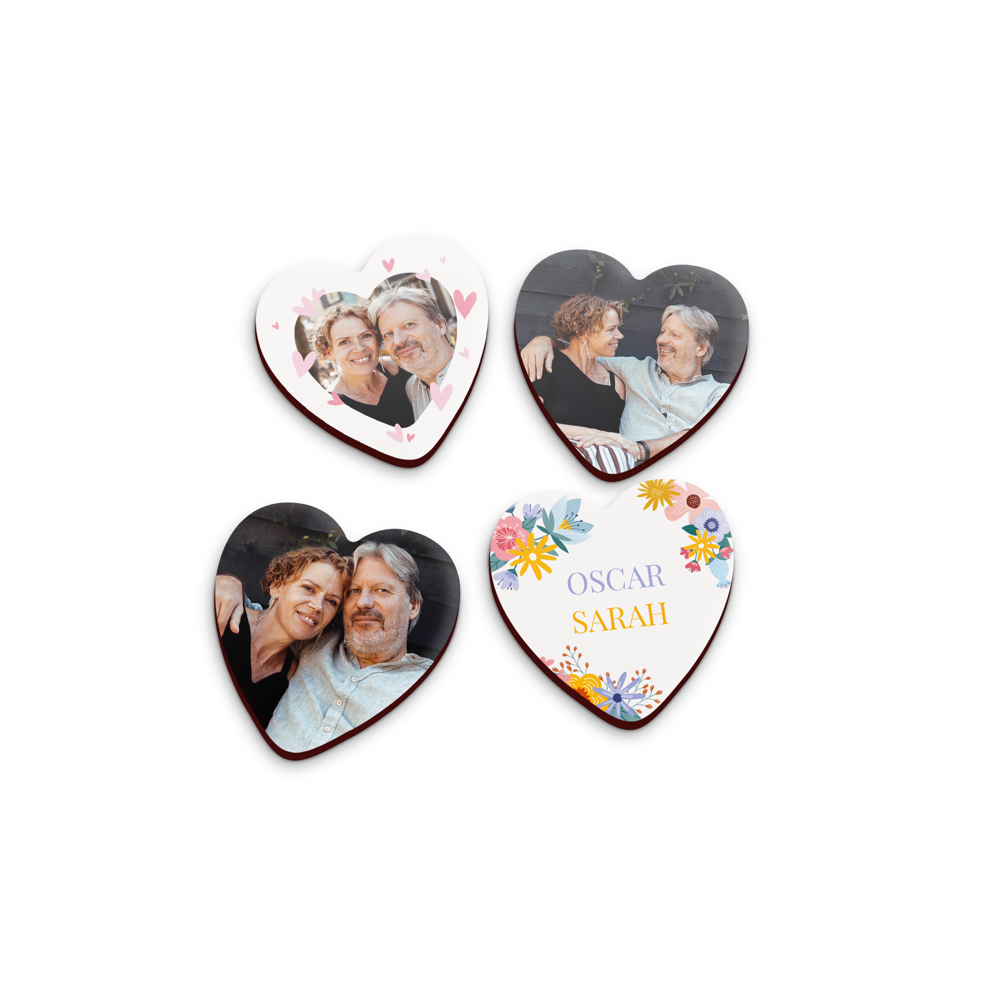 Personalised magnets - Heart - 4 pcs