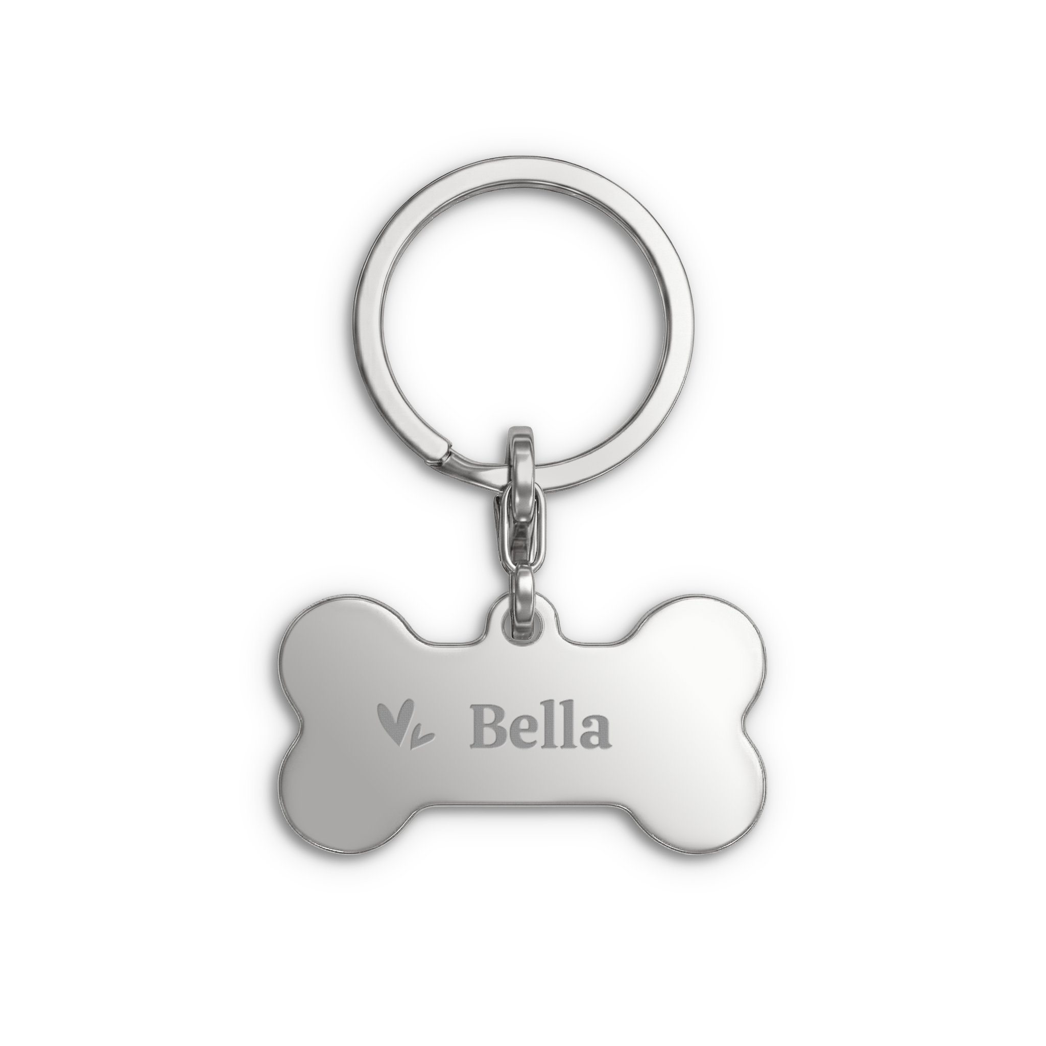 Engraved key ring - Bone - Silver