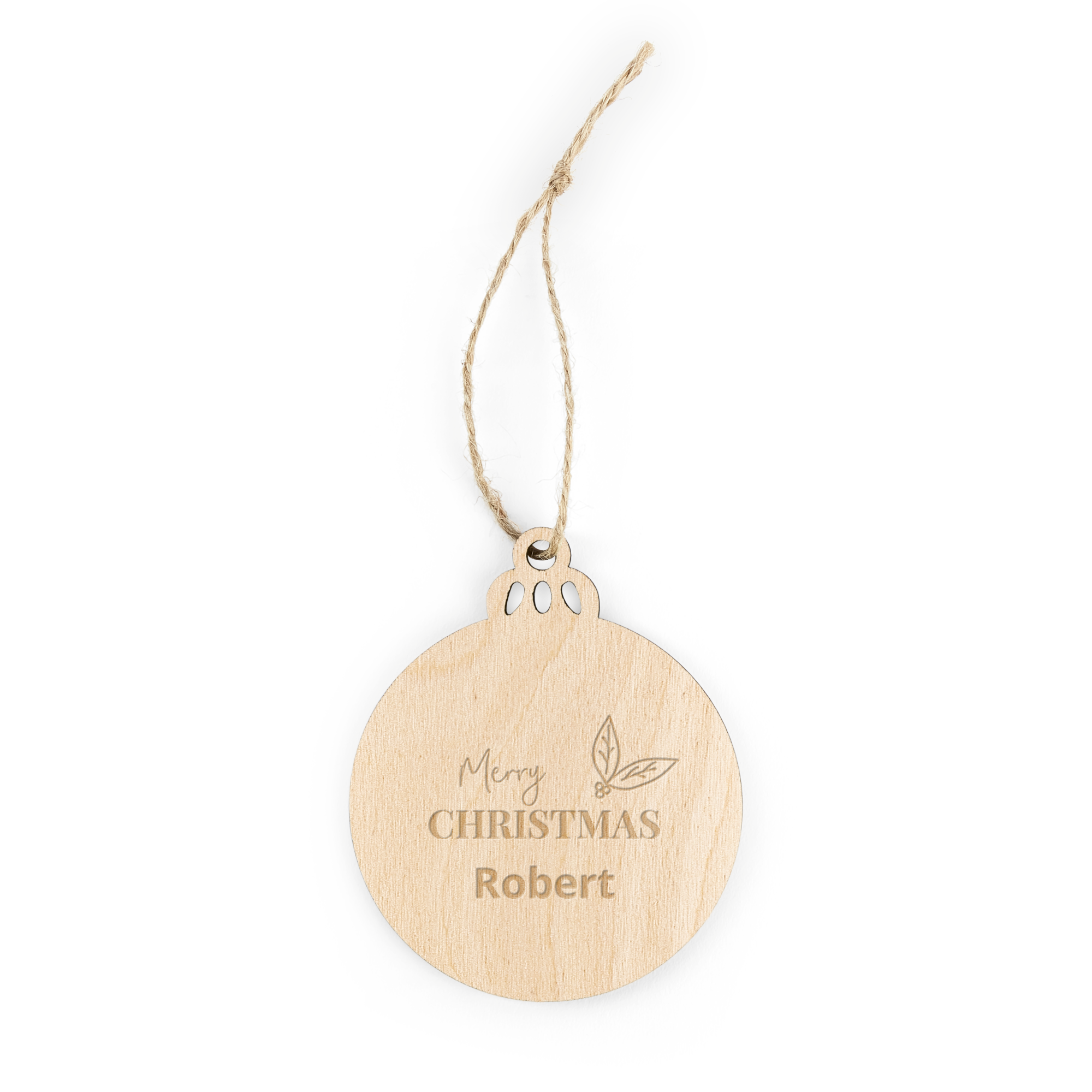 Engraved wooden Christmas decoration - Circle - 4 pcs