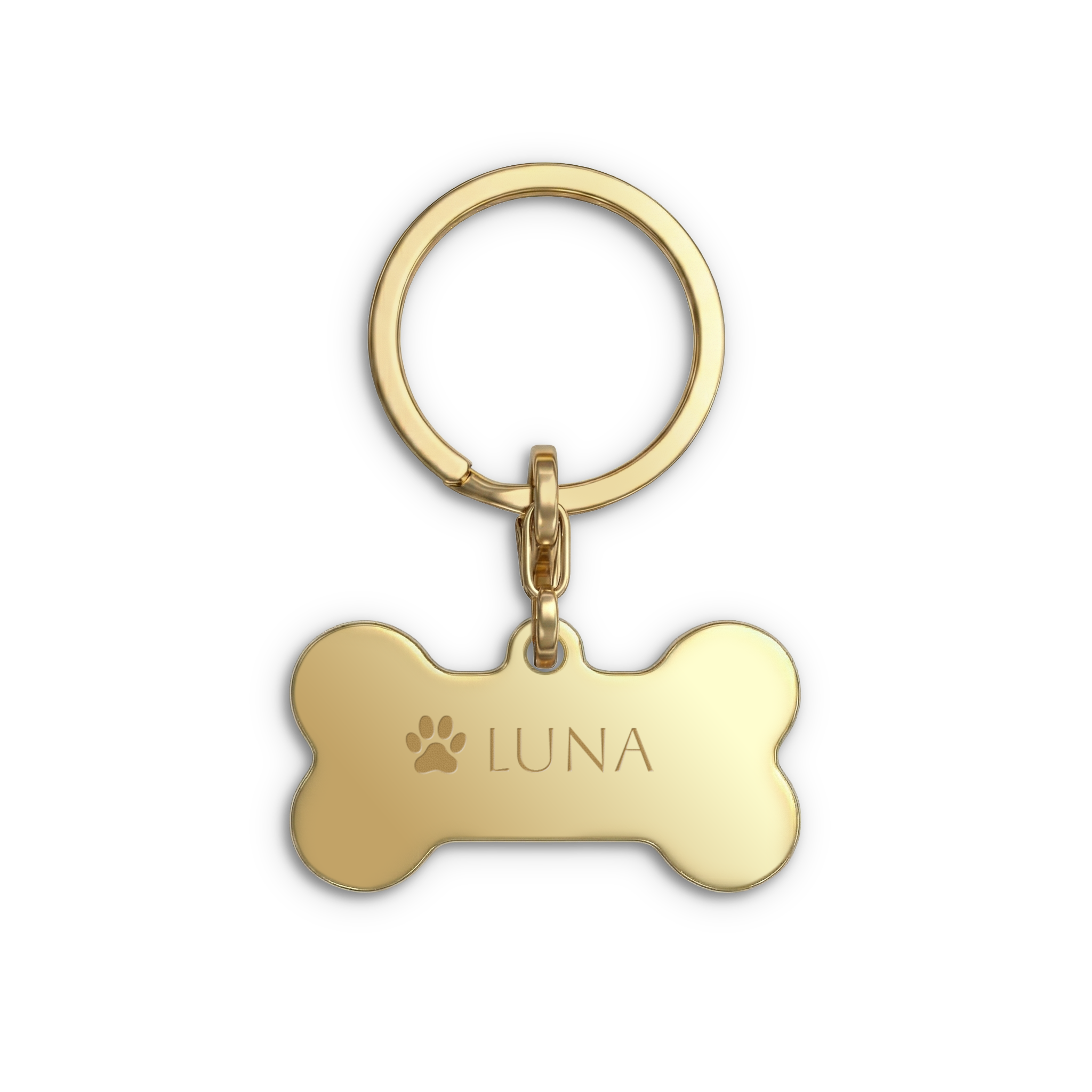Engraved key ring - Bone - Gold