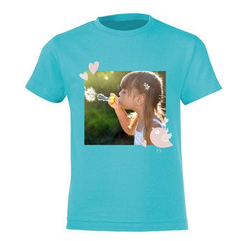 T-shirt - Børn - Lyseblå - 10 år