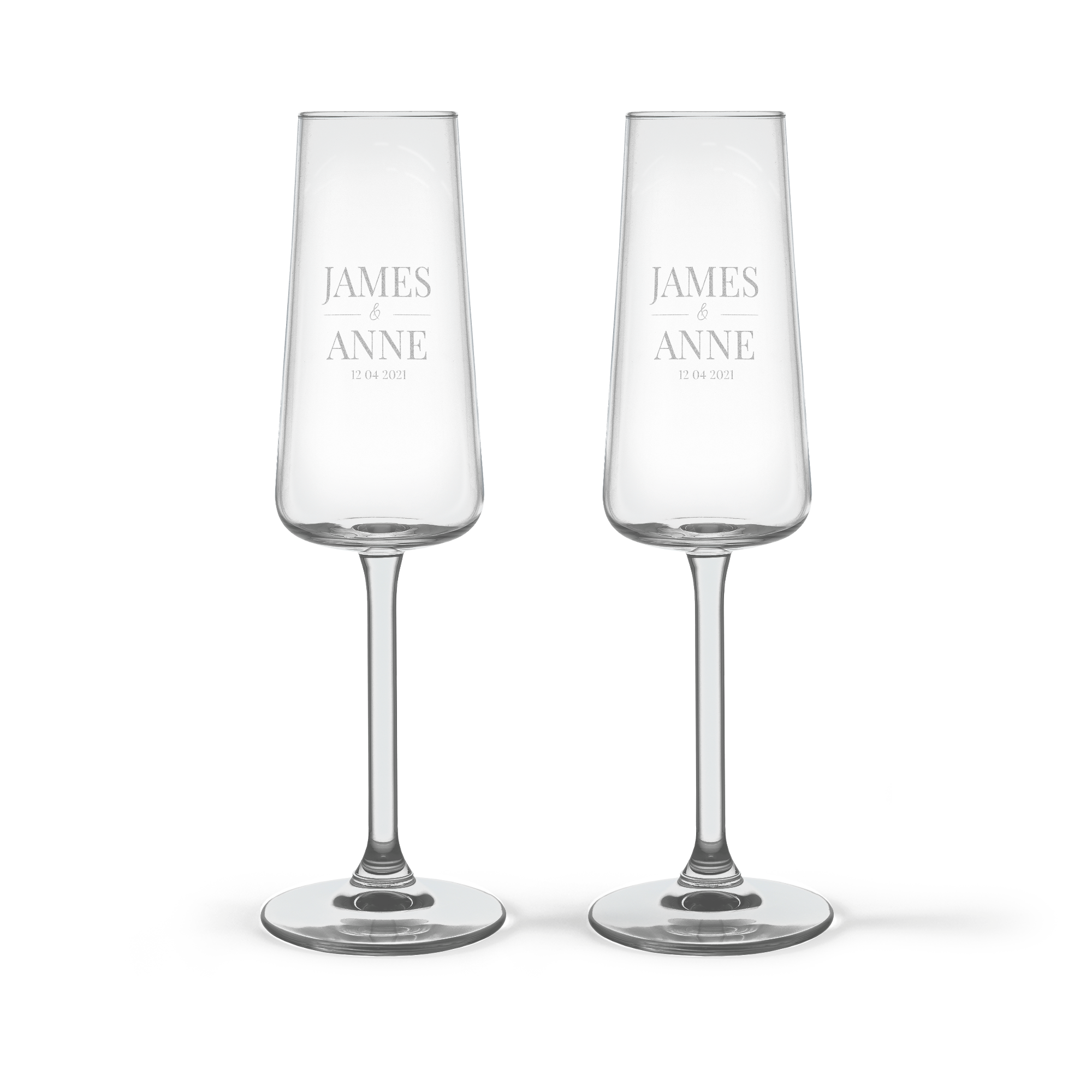 Champagnerglas mit Gravur - Luxus - 2 Stück