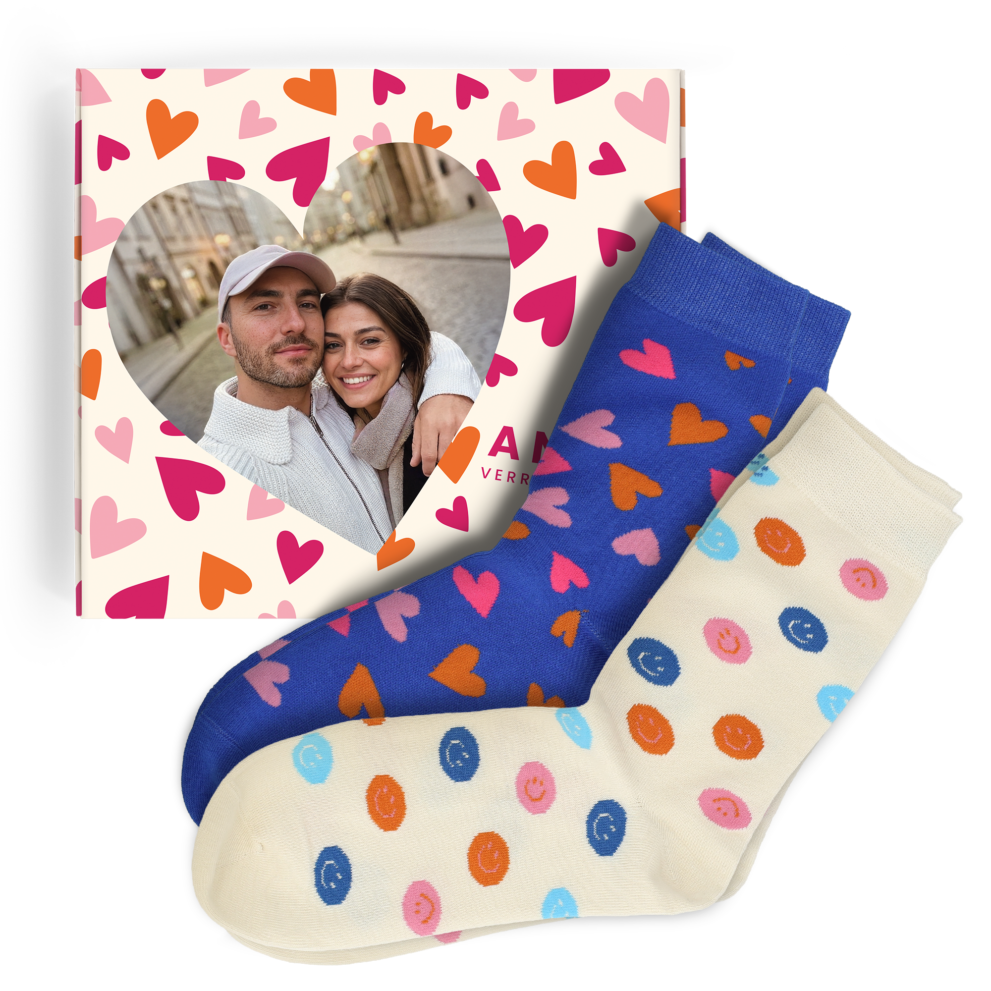 Personalisierte Socken-Geschenkbox – 2 Paar Socken – 39/42
