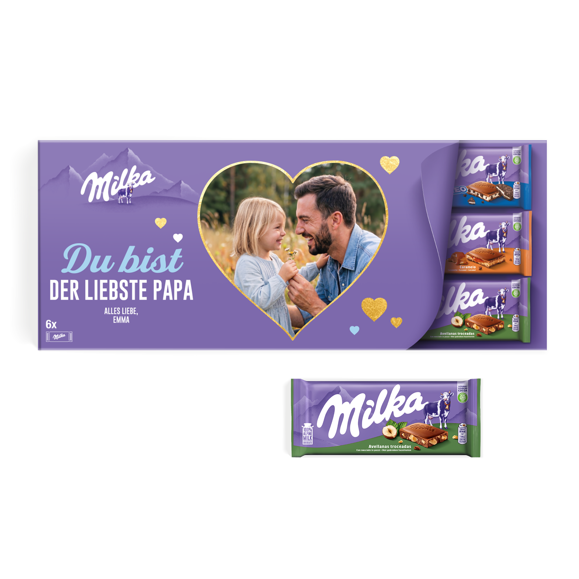 Riesen Milka Schokolade personalisieren mit Foto & Name - 6 Tafeln