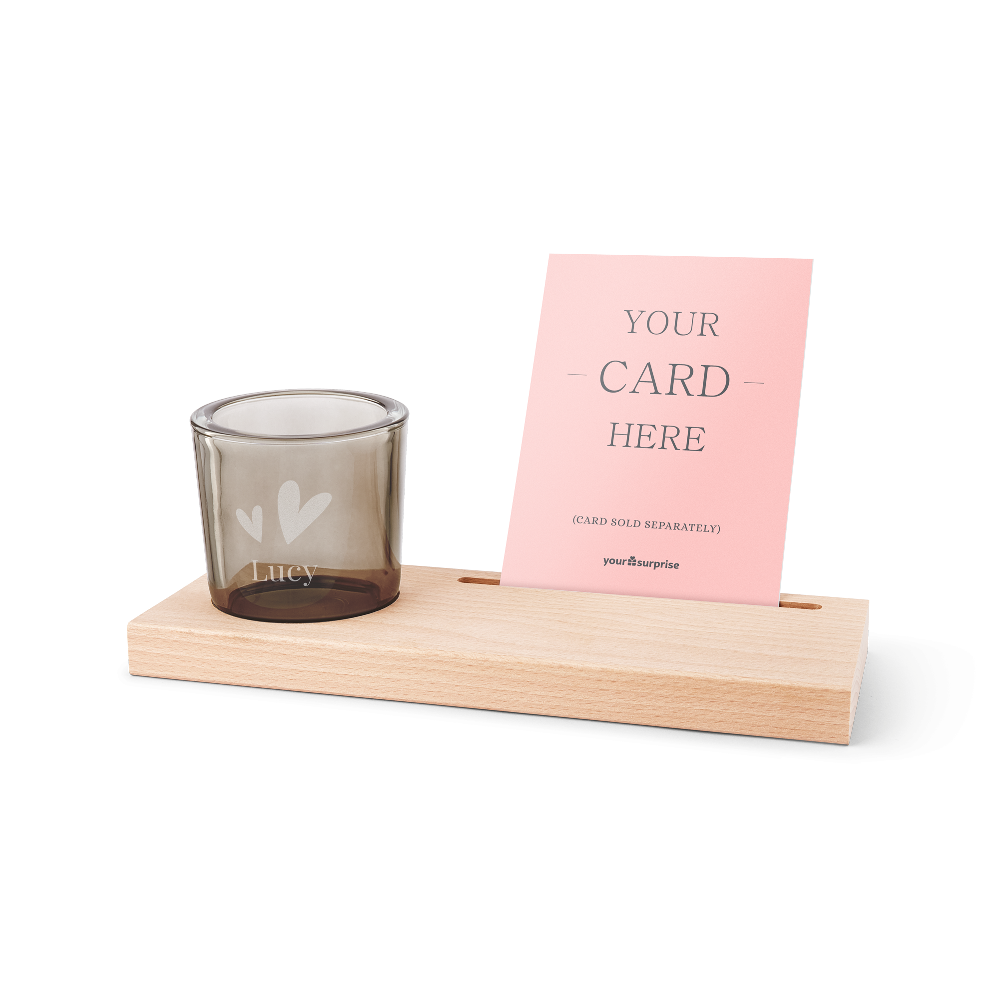 Wooden Cardholder with Glass Candle Holder