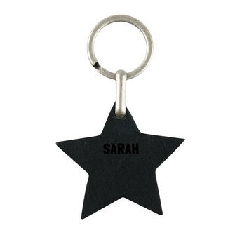 Chaveiro de couro - estrela (preto)