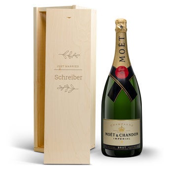 Moet & Chandon Champagner Geschenk - in gravierter Kiste - Magnum (1500ml)