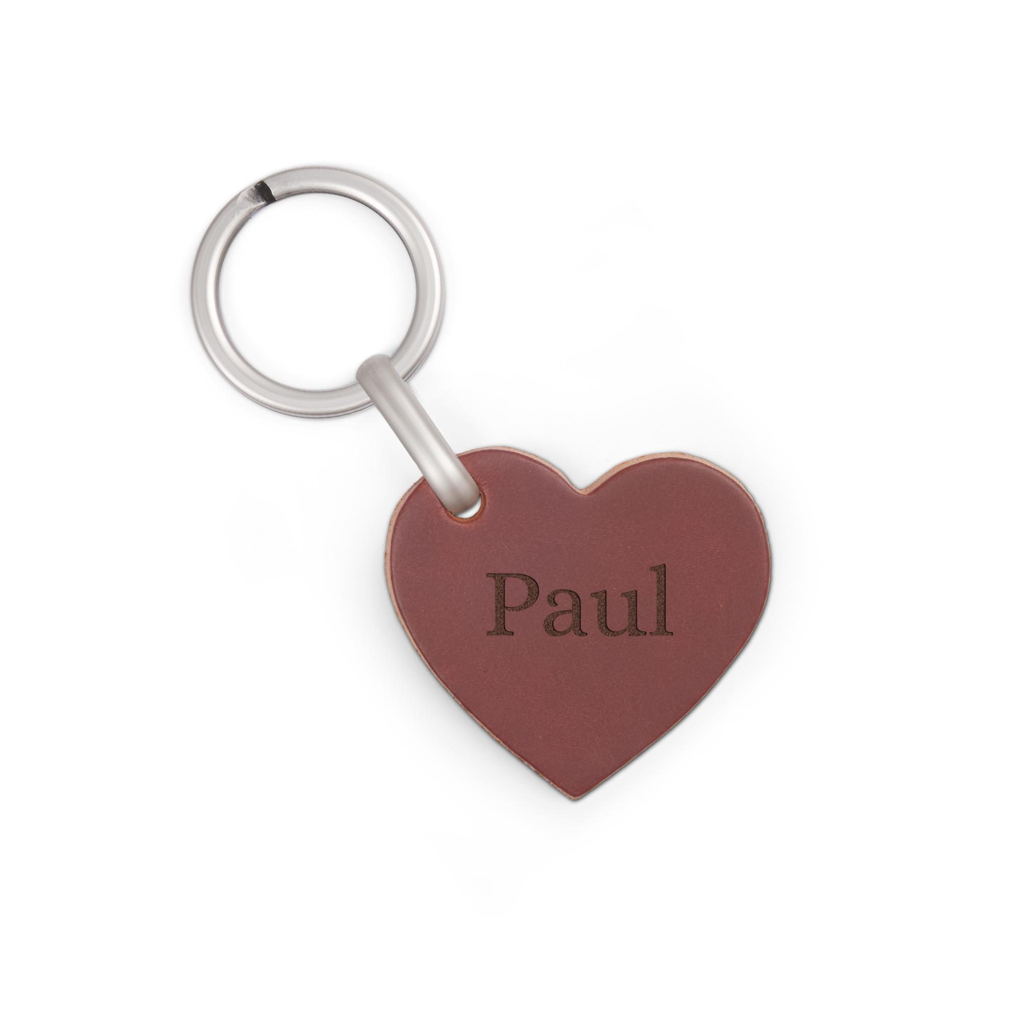 Leather keyring - Heart - Brown