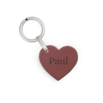 Leather keyring - Heart (Brown)