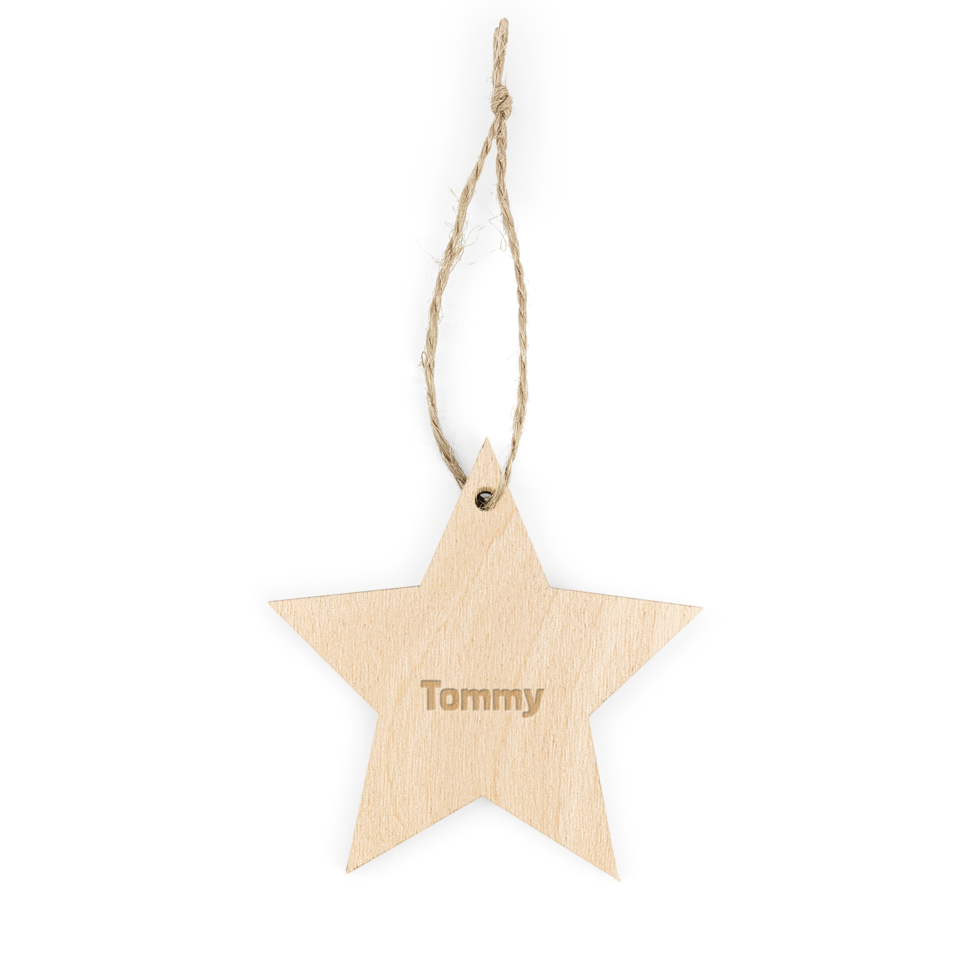 Personalised Christmas decorations - Wood - Engraved - Star - 4 pcs