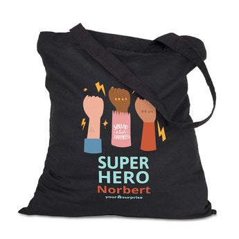 Tote bag Super-héros coton bio - Noir