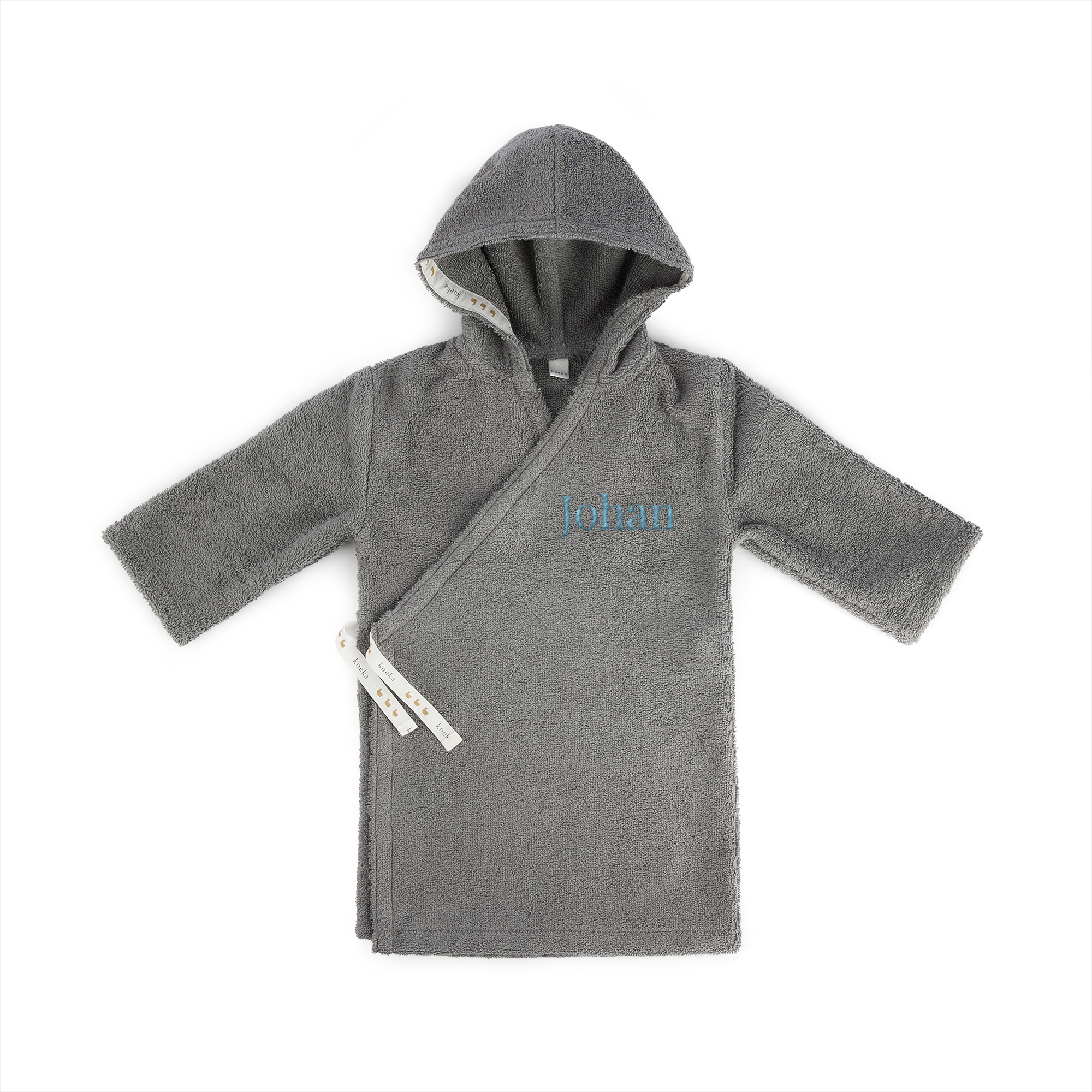 Broderet babybadekåbe – 86/92 – Steel grey