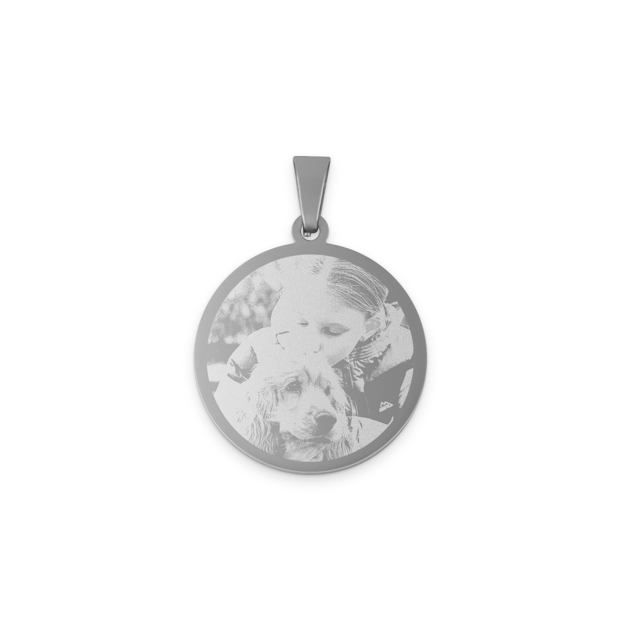 Round pendant with photo - silver