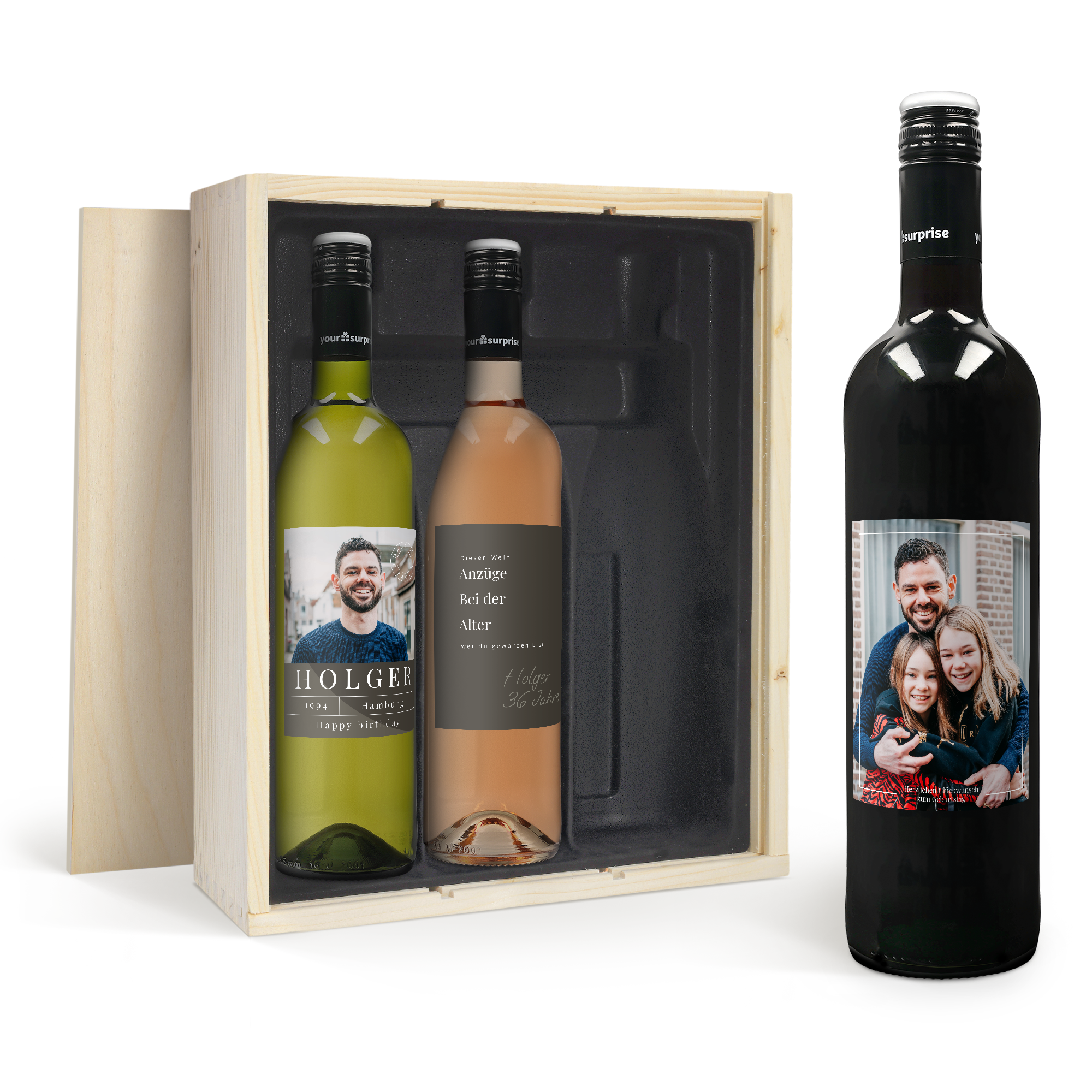 Weinpaket - Maison de la Surprise Sauvignon Blanc, Syrah & Merlot - mit eigenem Etikett