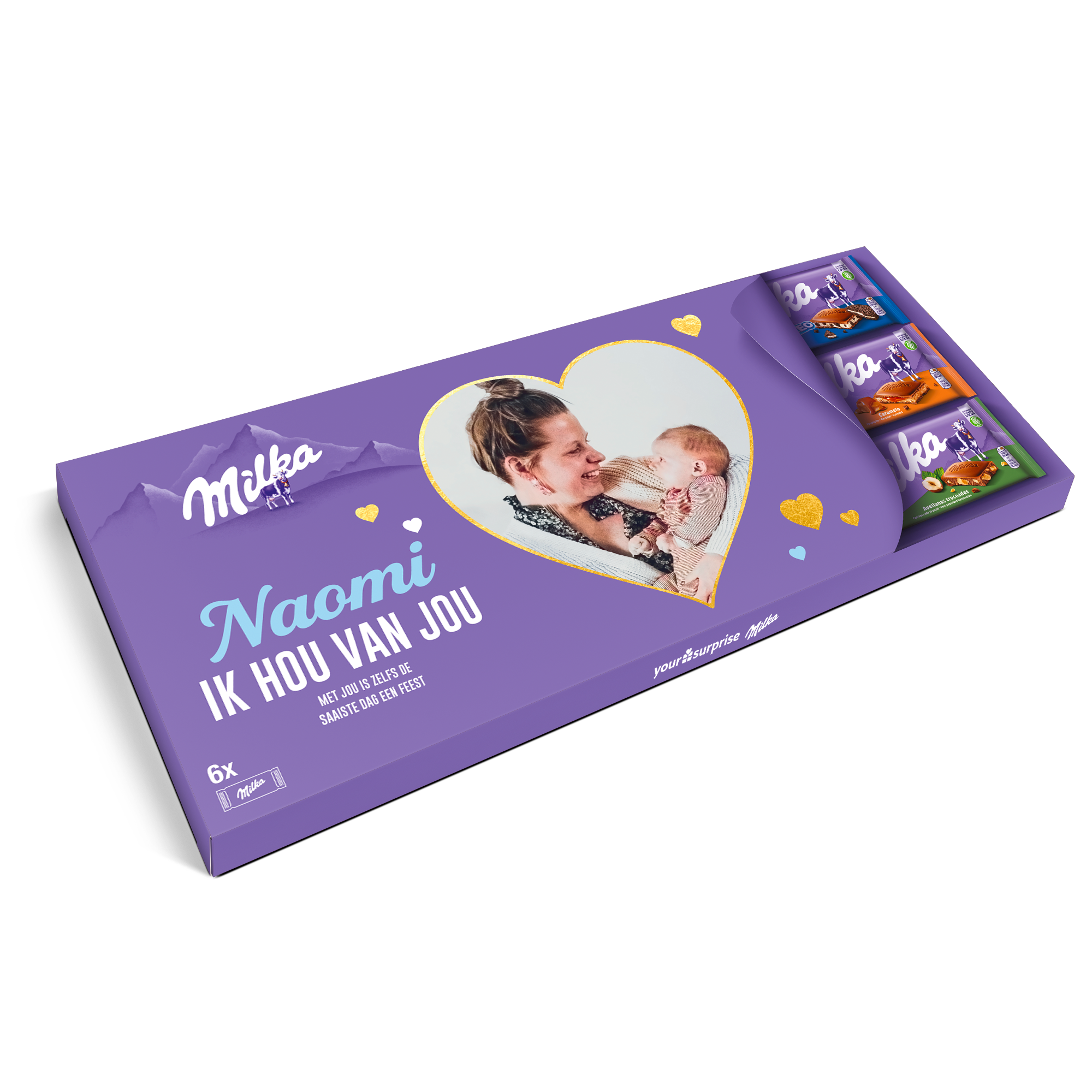 Mega Milka reep met naam en foto bedrukken - 600 gram