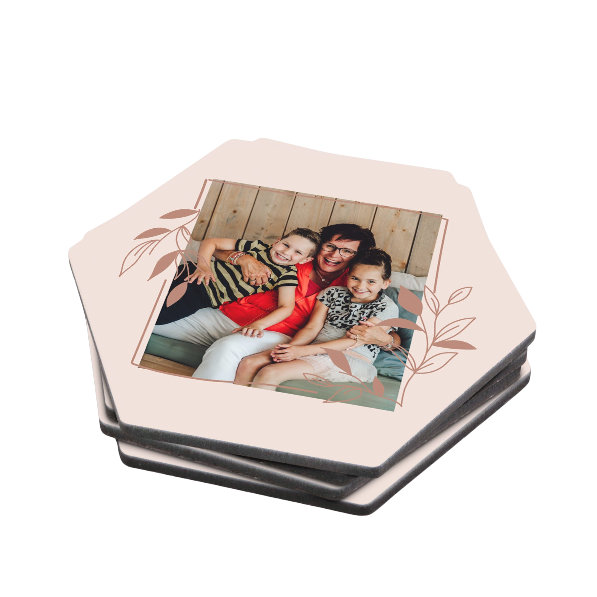 Onderzetters Hardboard Luxe - Bedrukken - Hexagon - 4 stuks