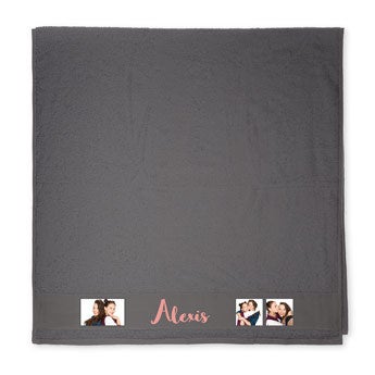 Personalised towel - Printed - Grey - 70 x 140 cm