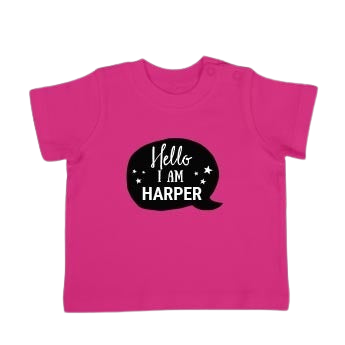 Personalised Baby T-shirt - Short sleeve - Fuchsia - 50/56