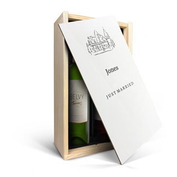 Set de regalo de vino en caja - Belvy - Rojo y blanco