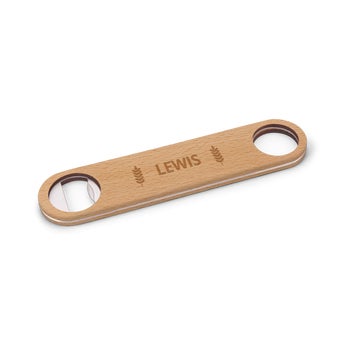 Engraved wooden bottle opener