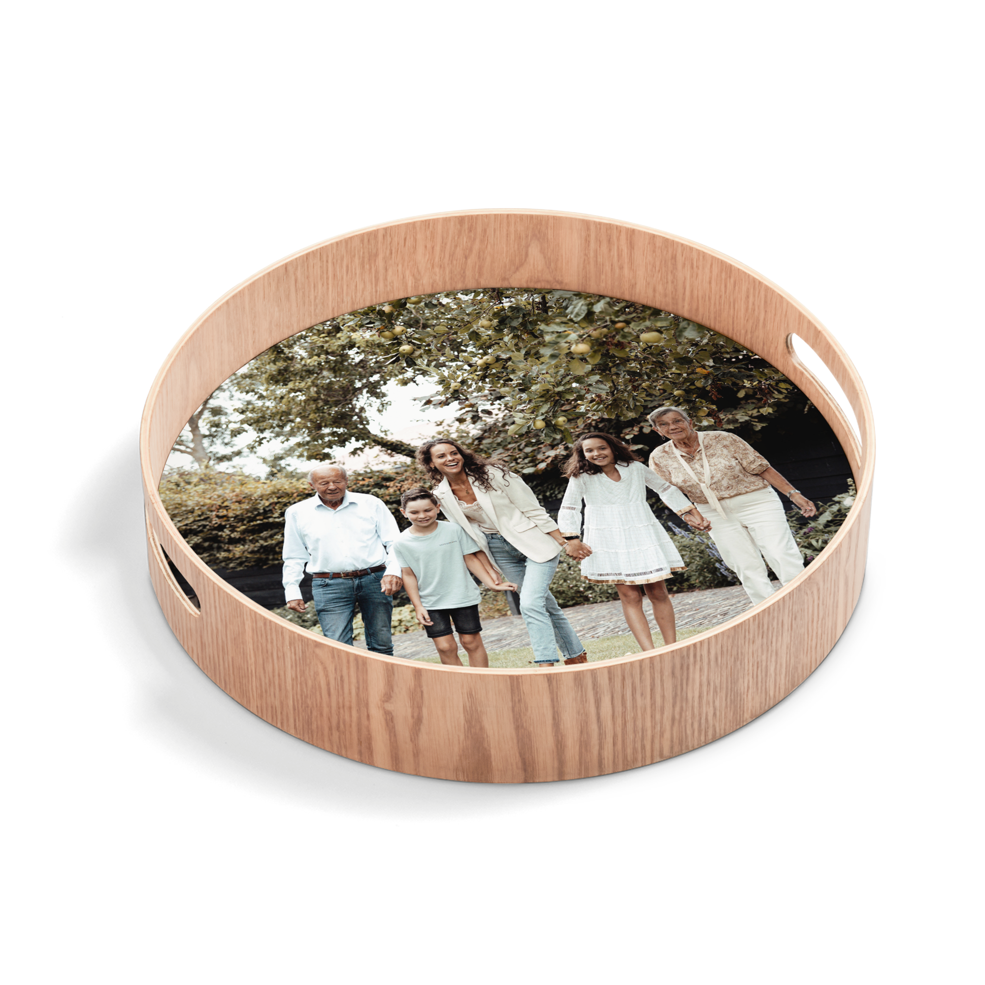 Personalised serving tray - Round - Wood - 30 cm