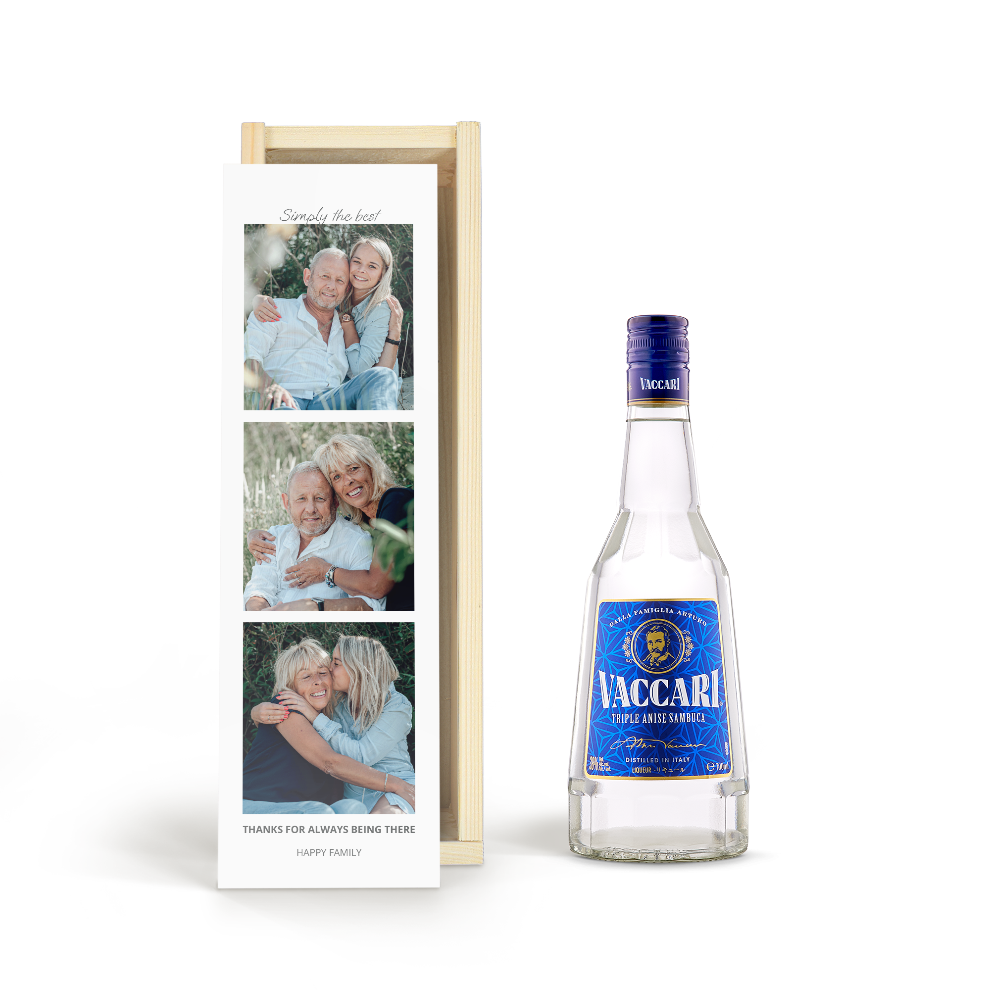 Personalised Sambuca Vaccari Liqueur Gift - Wooden Case